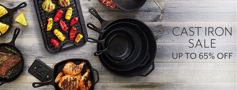 Cast iron cookware sale up to 65% off.